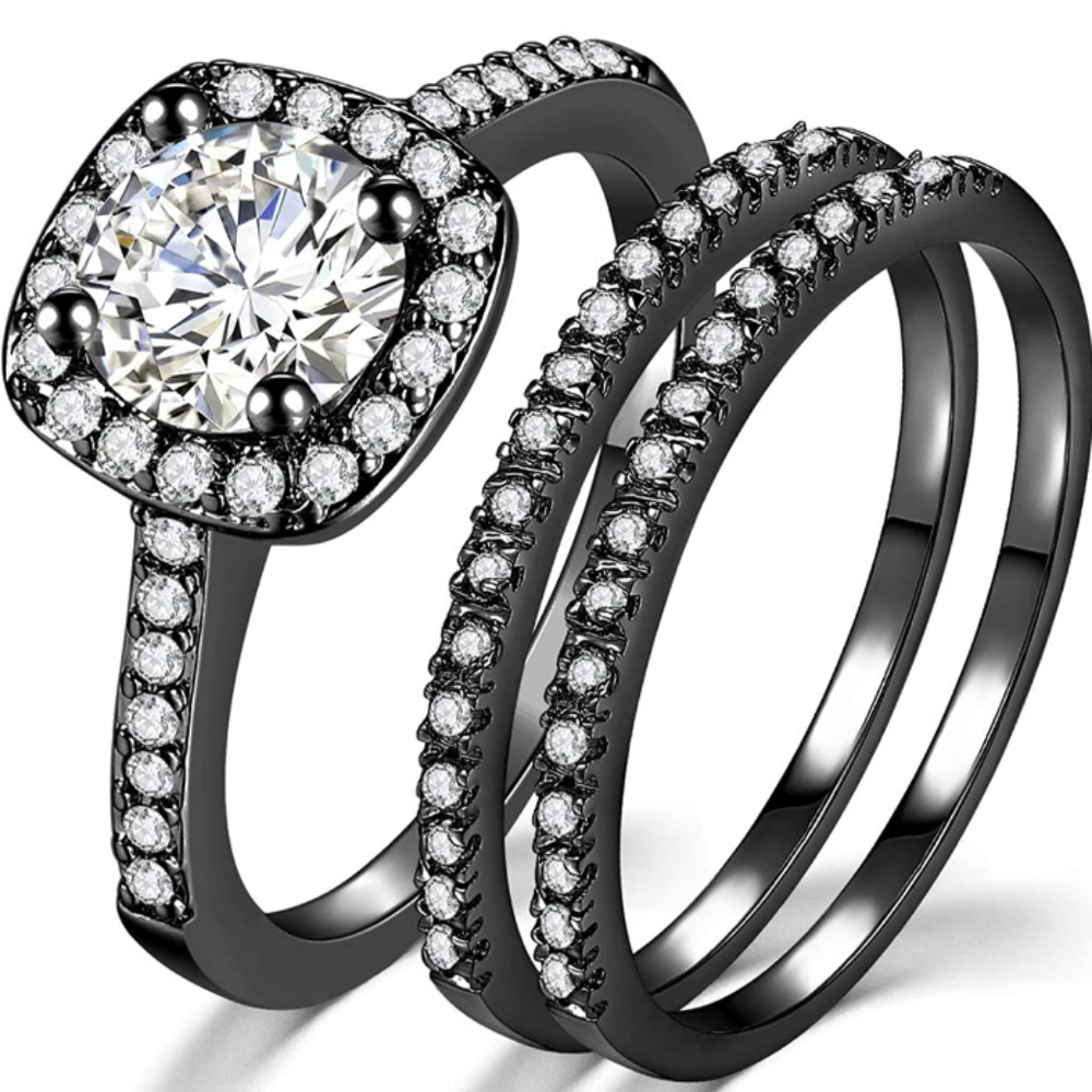BRAND NEW THREE-IN-ONE ENGAGEMENT WEDDING HALO SET